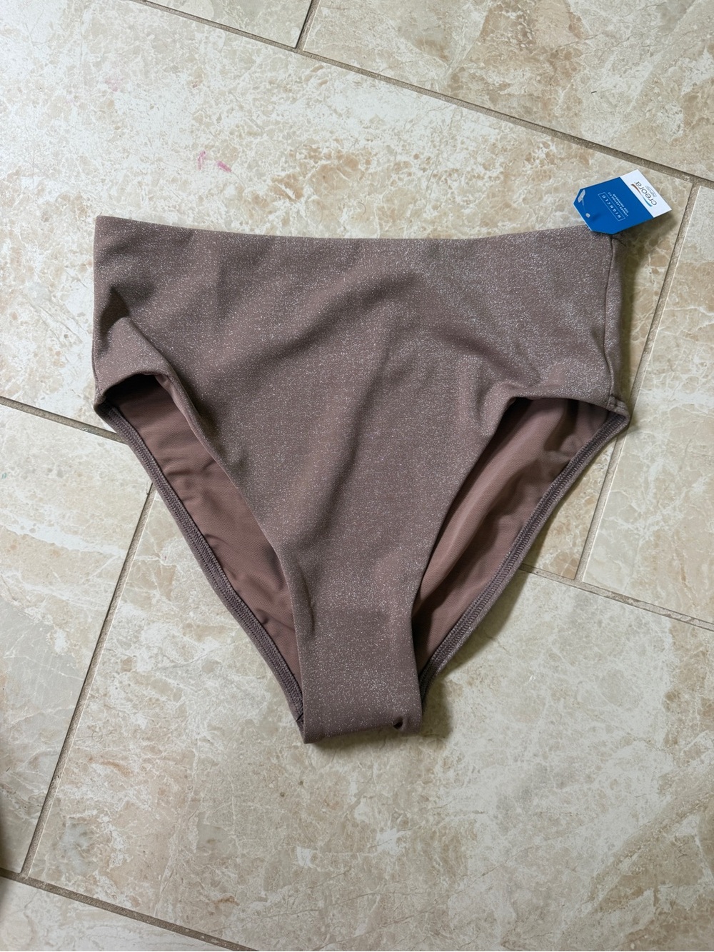 Lands End High-Waist Shimmery Brown Bikini Bottom size 10